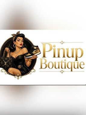 Unlisted Pinup Boutique Black and Gold Logo Graphic